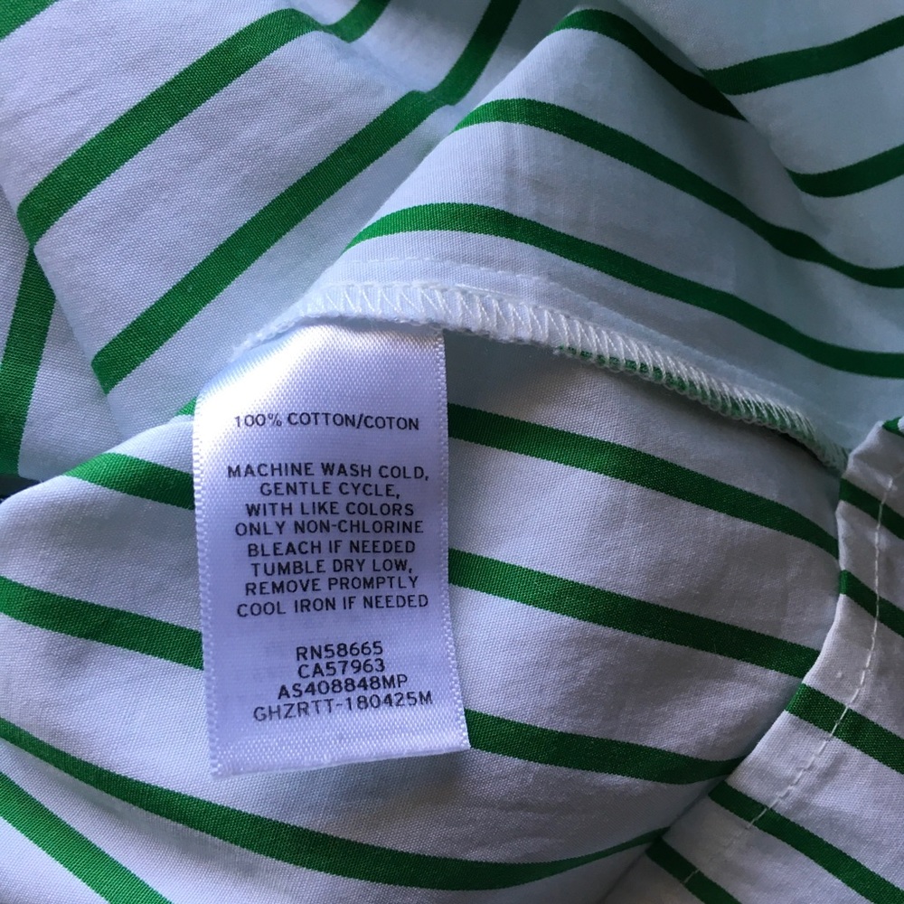 1901 Green/ White Stripe Shirt Dress - Picture 7 of 7